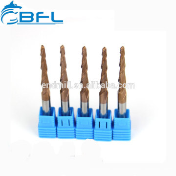 Máquina cónica Herramienta de corte Carburo de tungsteno Broca Broca Piezas Coating0.1mm 5 Flauta Ángulo Fresa Taper End Mill